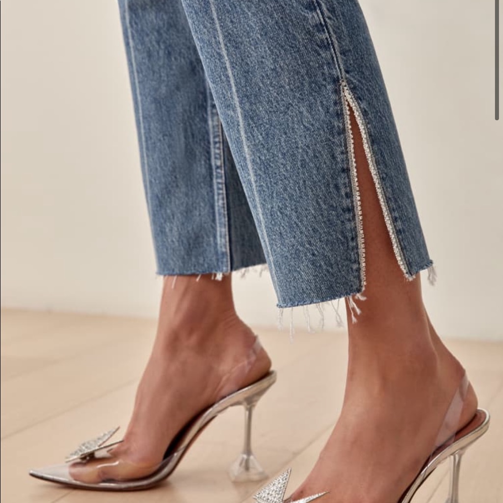 Reformation Gem Slit Hem High Rise Straight Jeans Ponce (25)